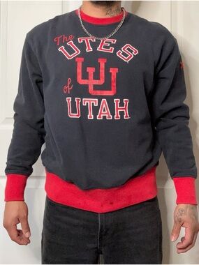 LG Black and Red Utah U Crewneck Sweatshirt